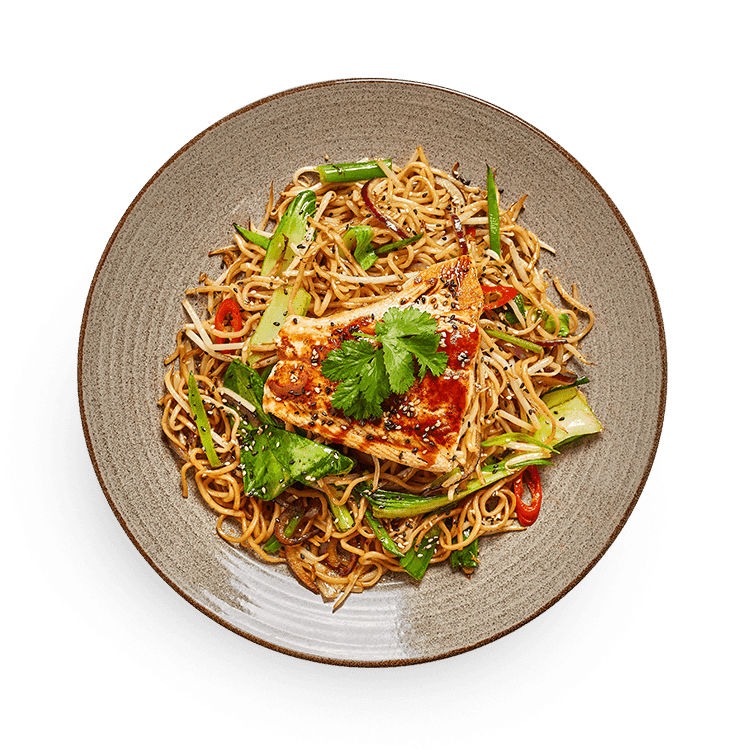 salmon teriyaki soba
